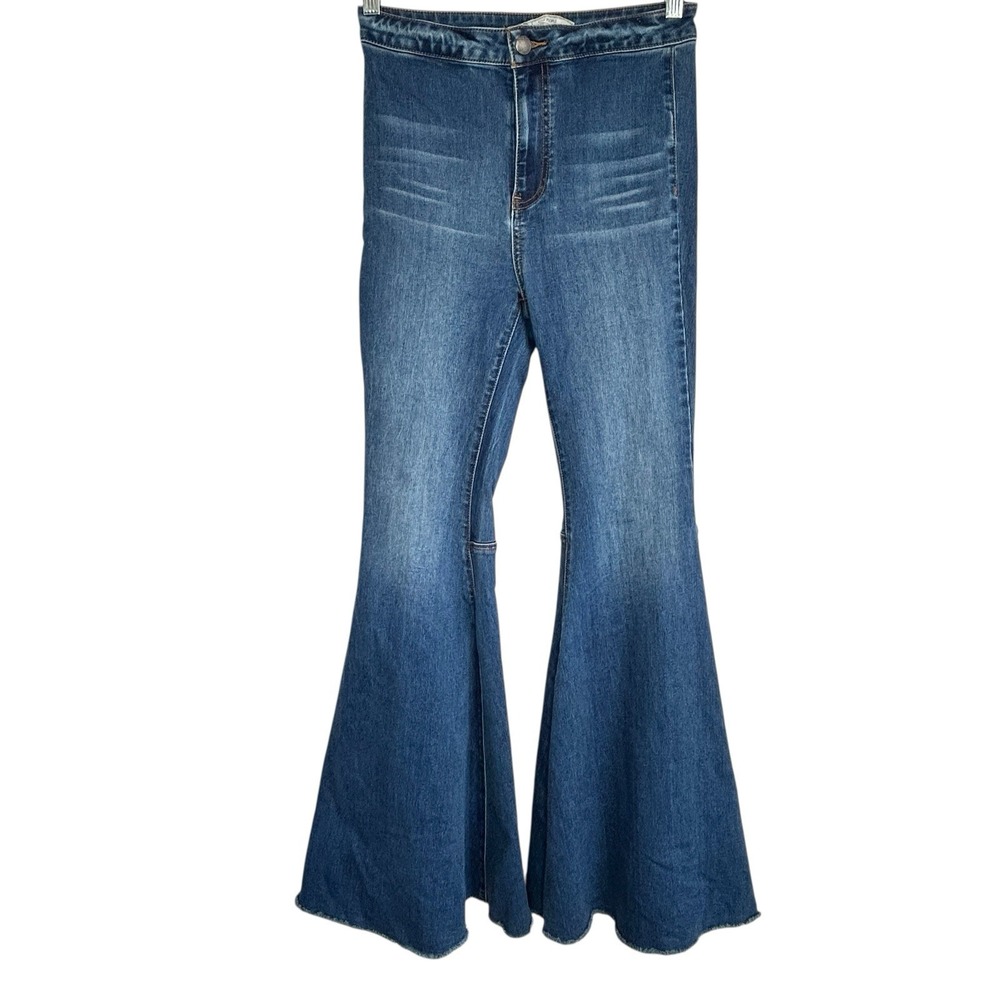 Free People Just Float On Flare Jeans Women 27 Jericho Blue Boho‎ Indie Stretchy